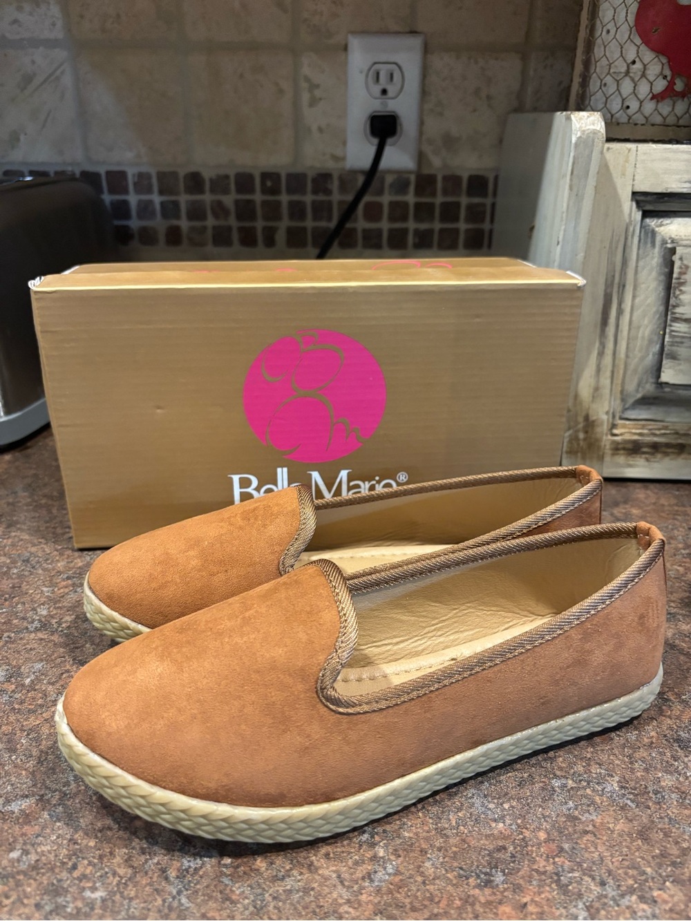 Bella Marie Women's Cognac Suede Slip-On Espadrille Flats